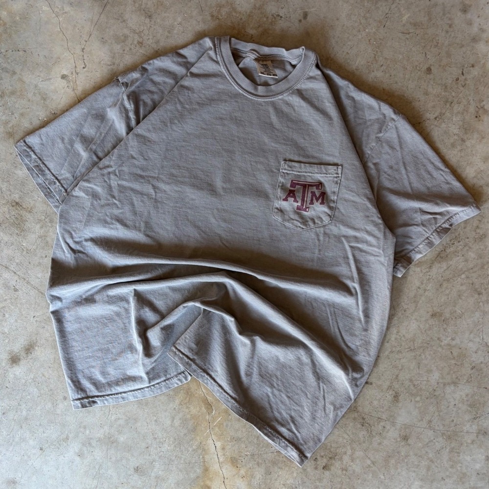 Comfort Colors Texas A&M University T-Shirt Mens 2XL Grey Pocket Tee 12th Man - Picture 3 of 9